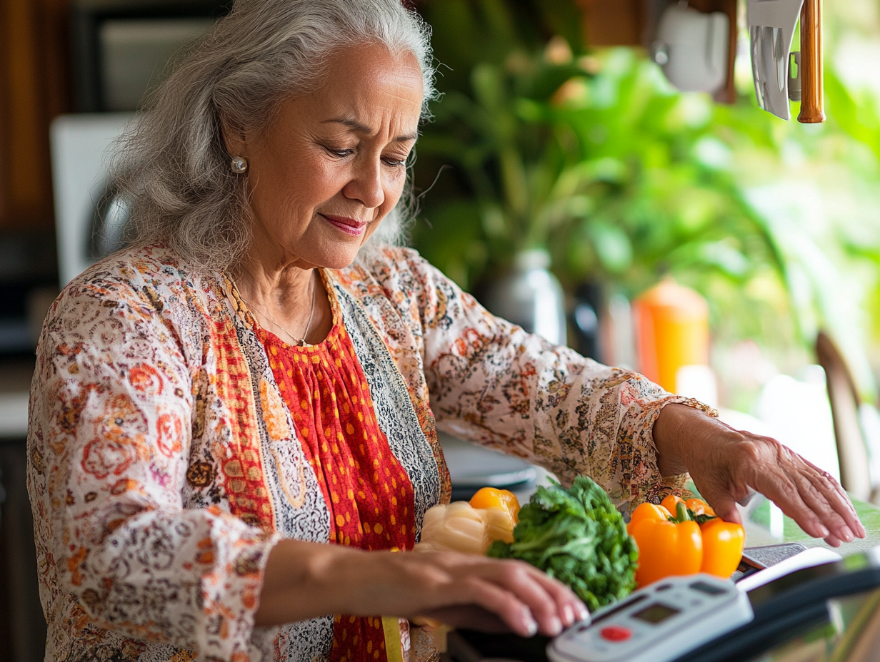 Щастлива двойка от средна възраст готви здравословна храна в кухнята